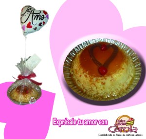 Flan de leche media libra con globo $600 pesos